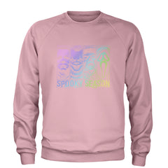 Spooky Season Horror Icons Halloween Adult Crewneck Sweatshirt Light Pink