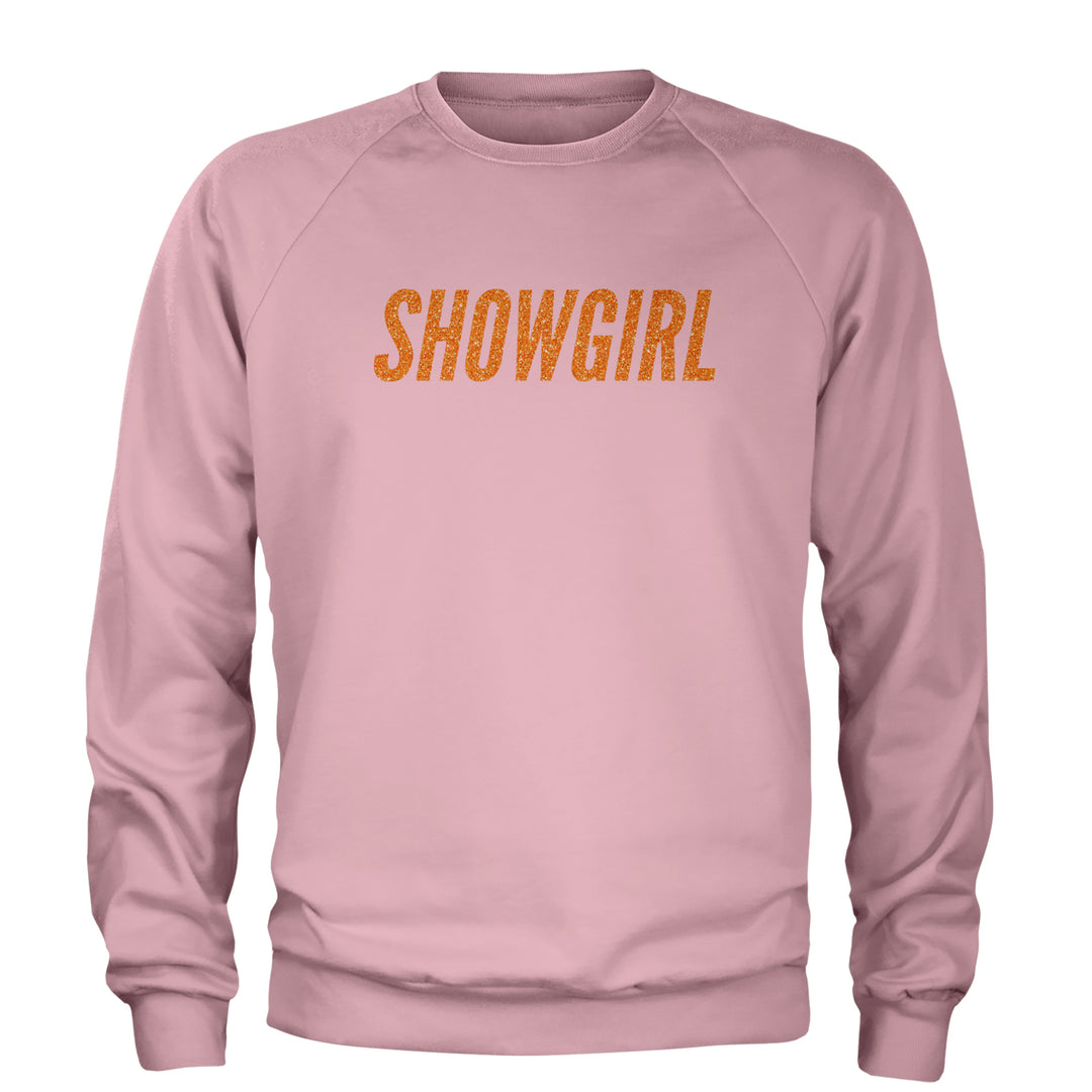 Showgirl Orange Glitter Adult Crewneck Sweatshirt Light Pink