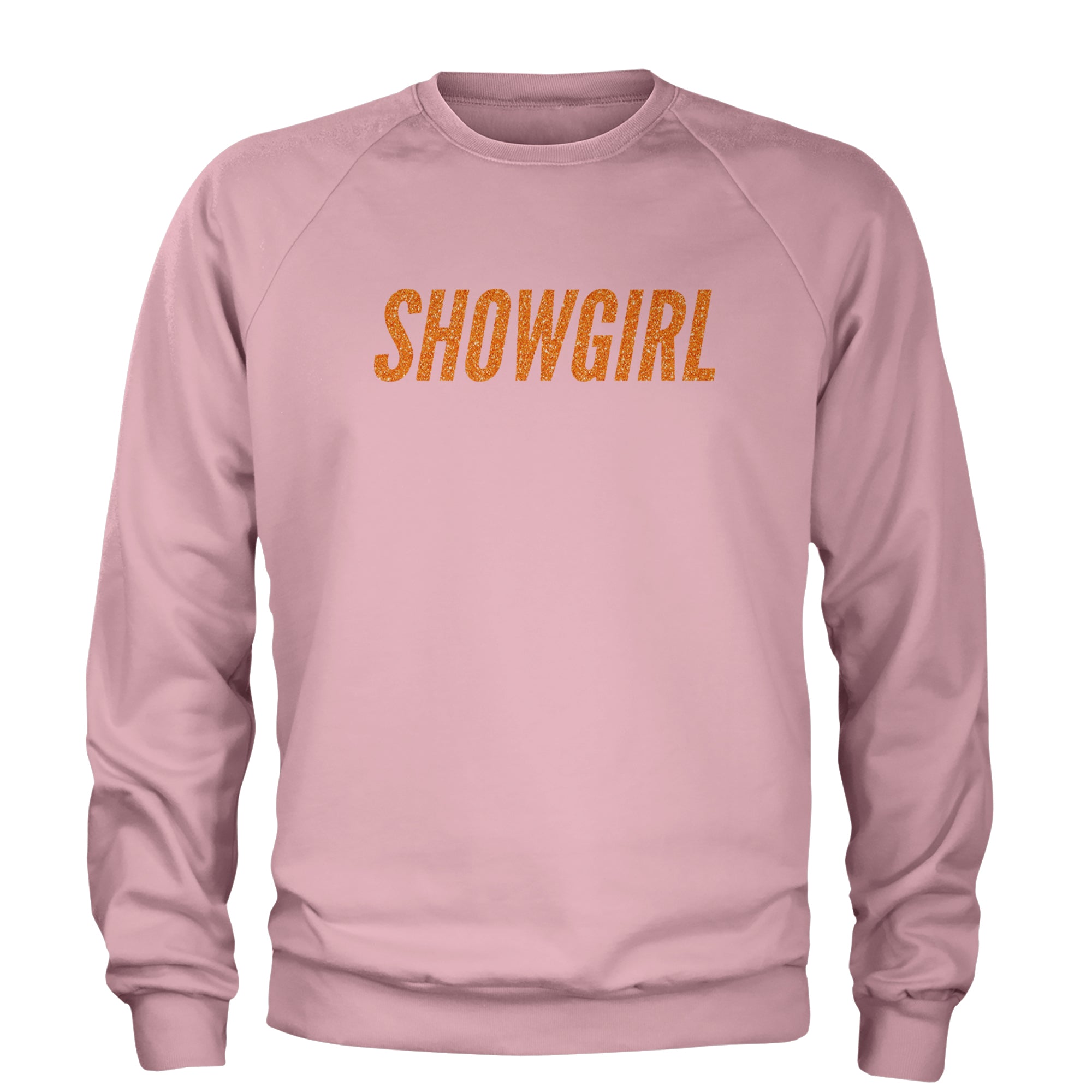 Showgirl Orange Glitter Adult Crewneck Sweatshirt Light Pink