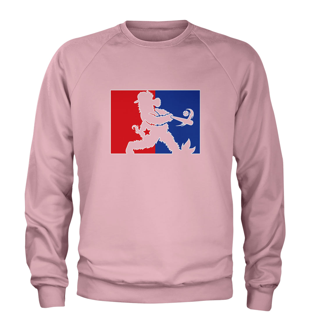 Batter Up Philly Baseball Phan Adult Crewneck Sweatshirt Light Pink