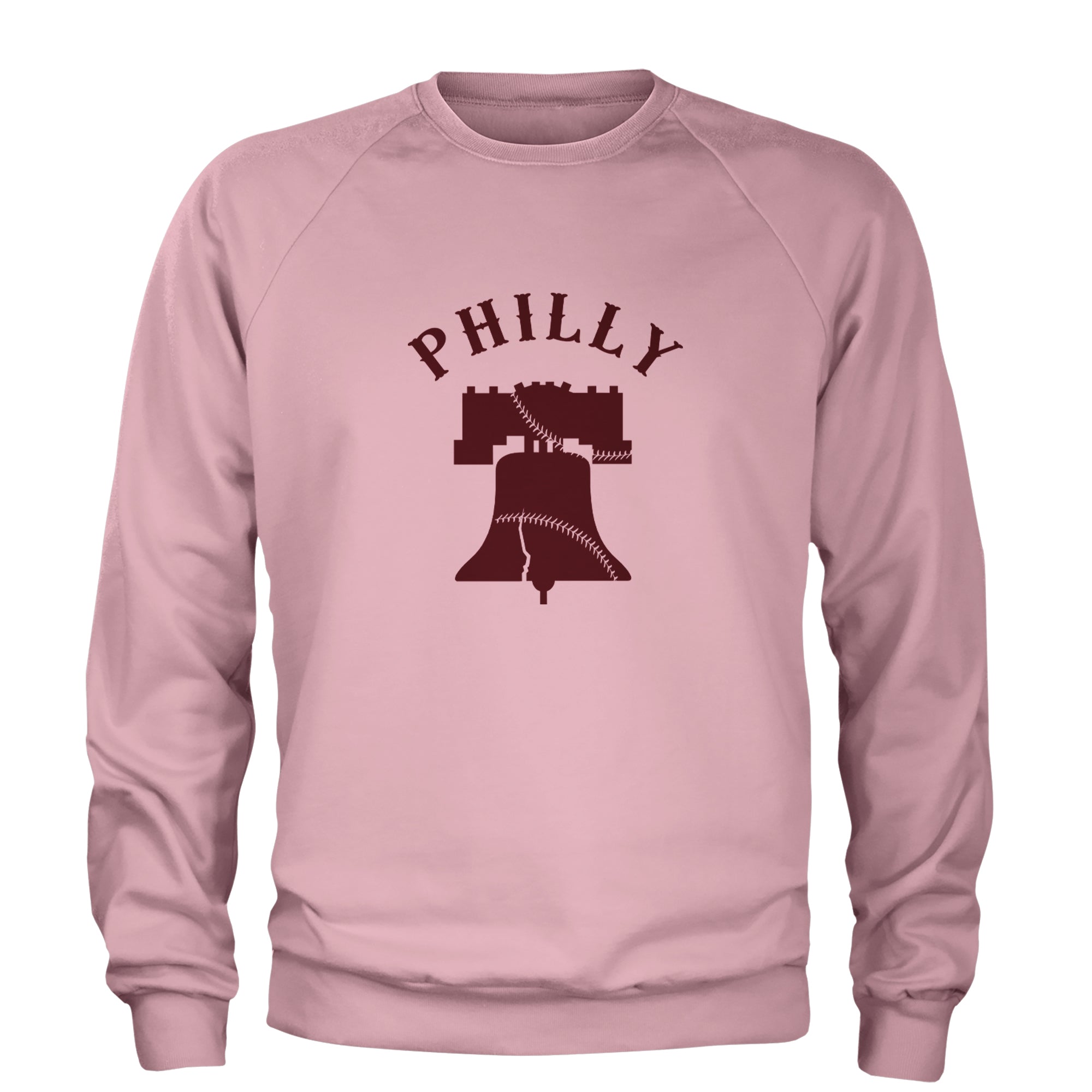 Philly Cracked Liberty Bell Adult Crewneck Sweatshirt Light Pink