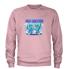 67 Six Seven Meme Kawaii Cloud Adult Crewneck Sweatshirt Light Pink