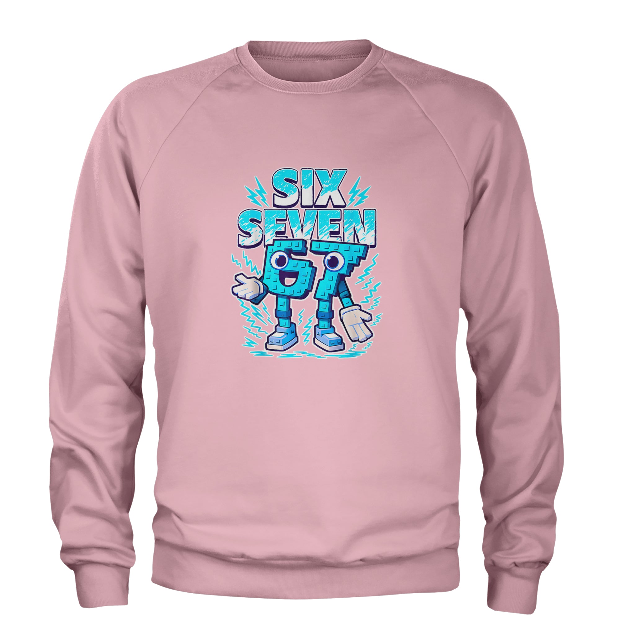 67 Brainrot Meme Slang Adult Crewneck Sweatshirt Light Pink