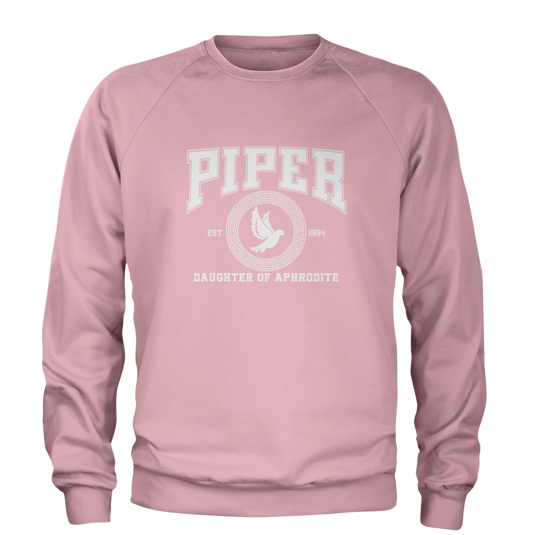 Piper Daughter of Aphrodite Rebel Heart Adult Crewneck Sweatshirt Light Pink