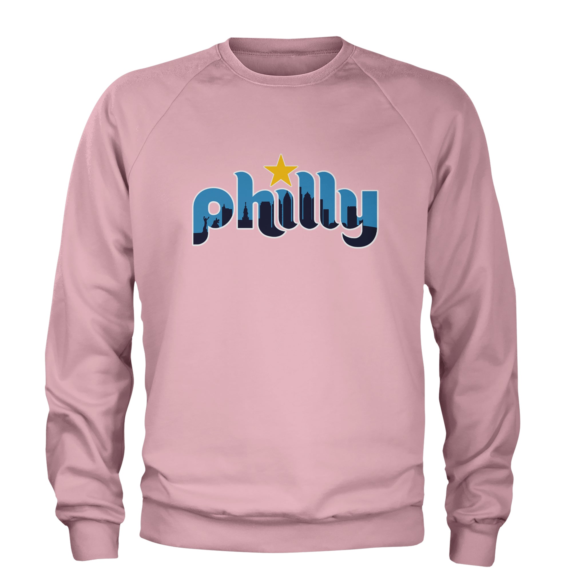 Skyline Philly Philadelphia Adult Crewneck Sweatshirt Light Pink