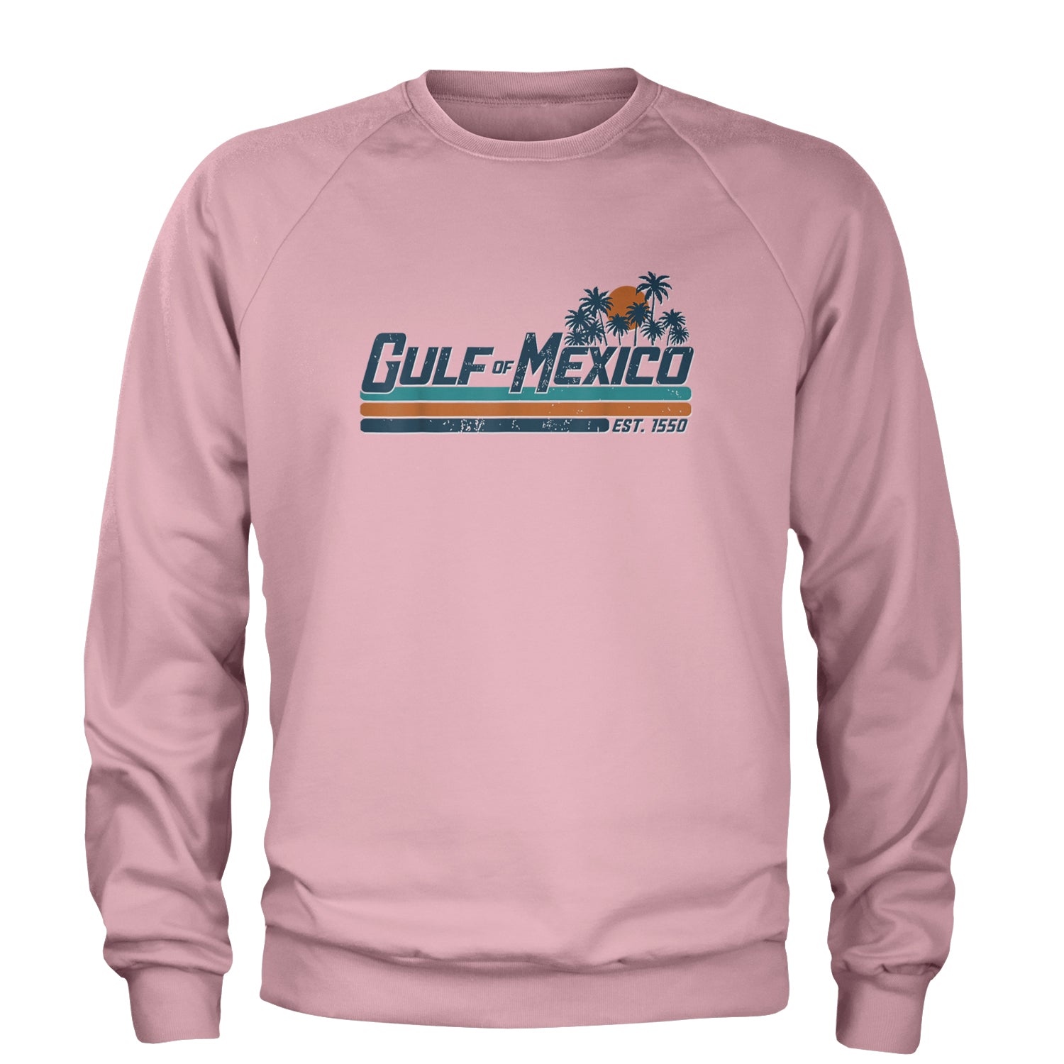 Gulf Of Mexico Established Year 1550 Adult Crewneck Sweatshirt Light Pink