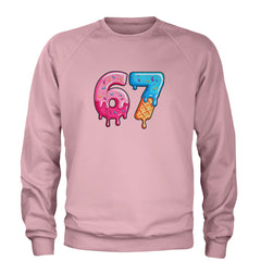 67 Dripping Ice Cream Donut Melt Adult Crewneck Sweatshirt Light Pink
