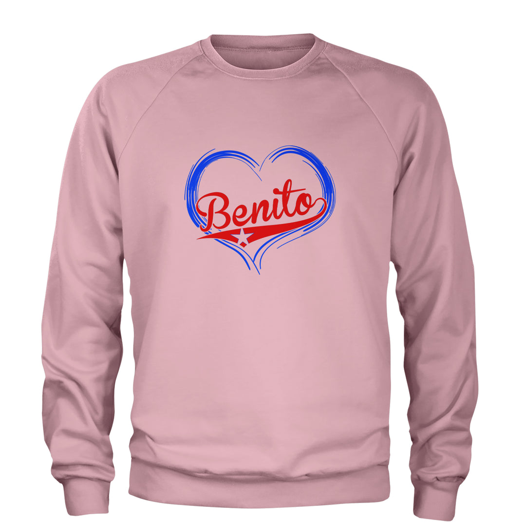 Benito Heart Puerto Rico Adult Crewneck Sweatshirt Light Pink