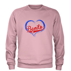 Benito Heart Puerto Rico Adult Crewneck Sweatshirt Light Pink