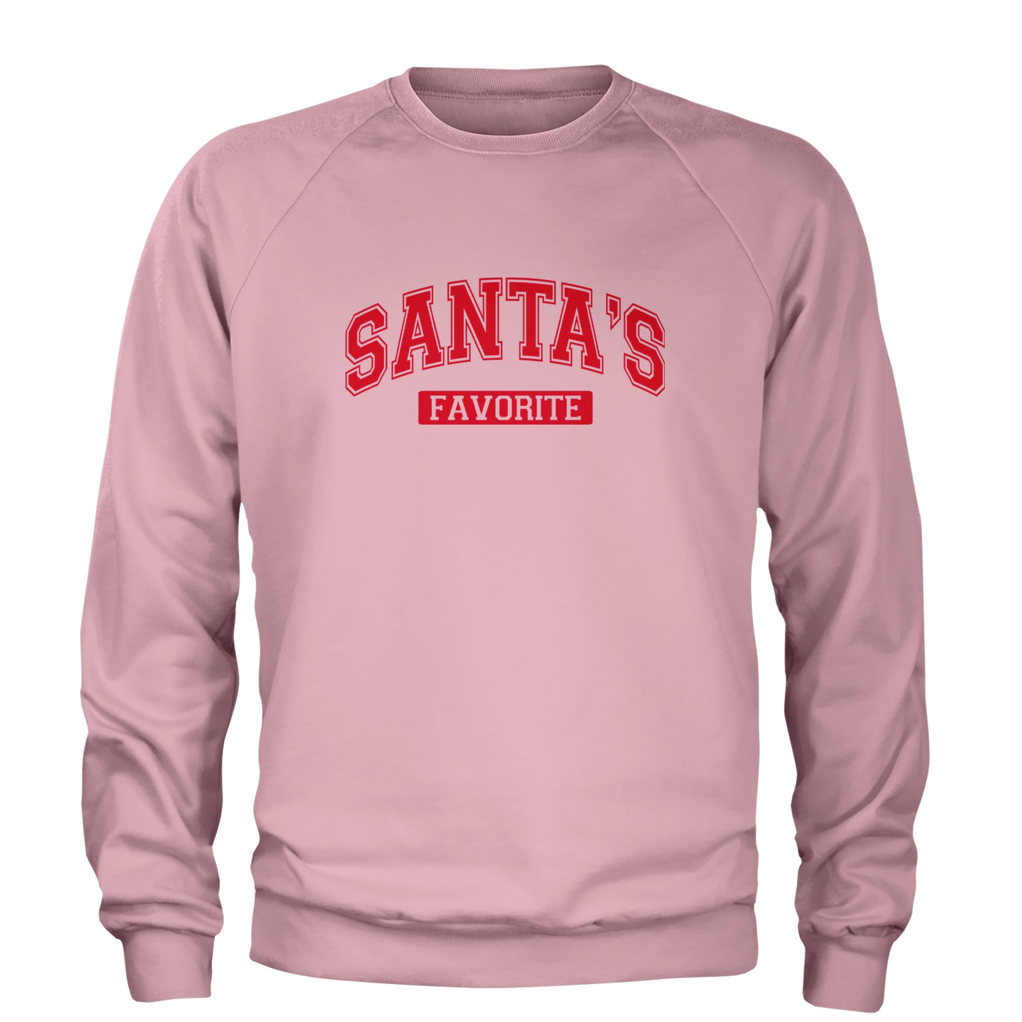 Santa's Favorite Adult Crewneck Sweatshirt Light Pink