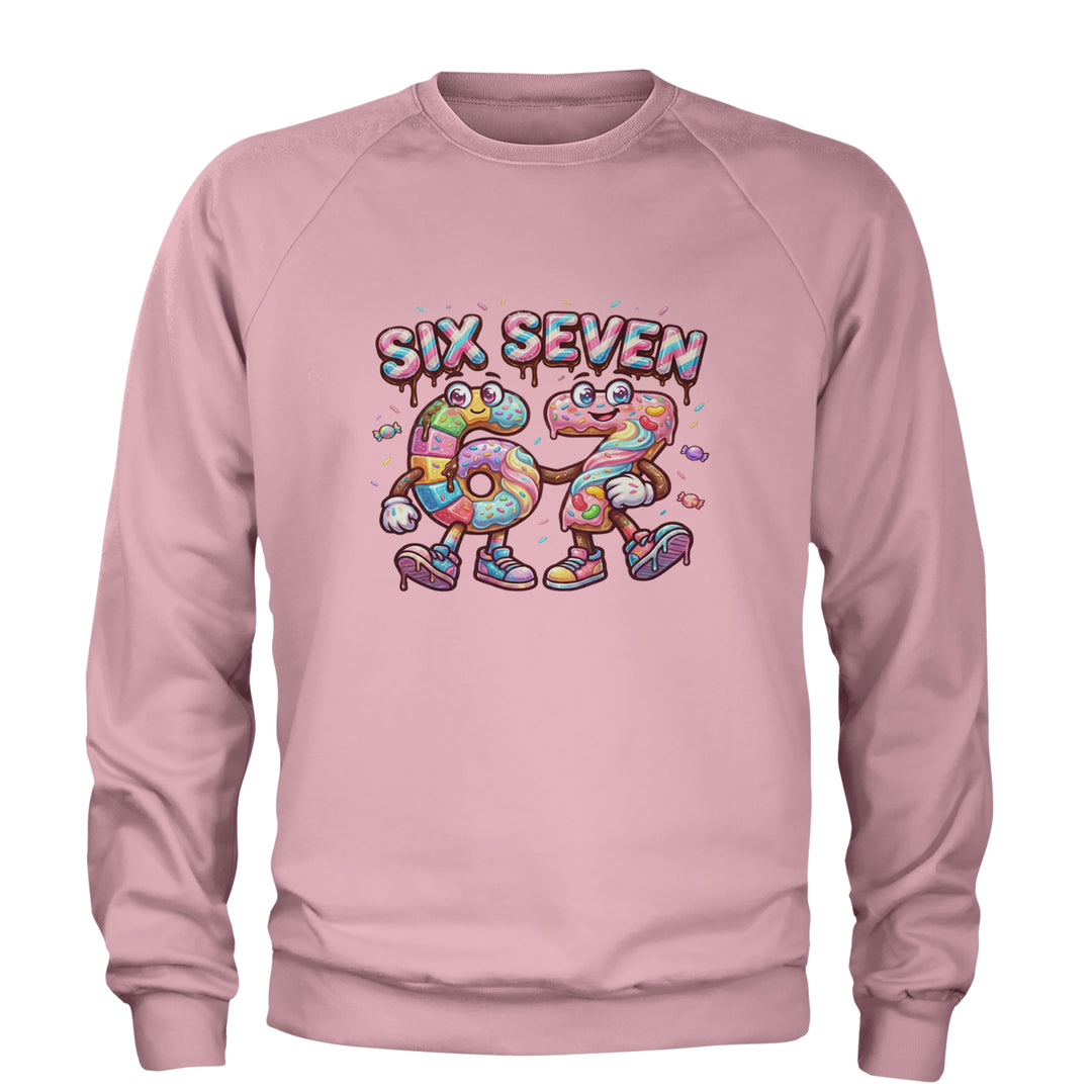 67 Candy Swirl Meme Adult Crewneck Sweatshirt Light Pink