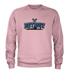 Detroit Motor City Retro Piston Adult Crewneck Sweatshirt Light Pink