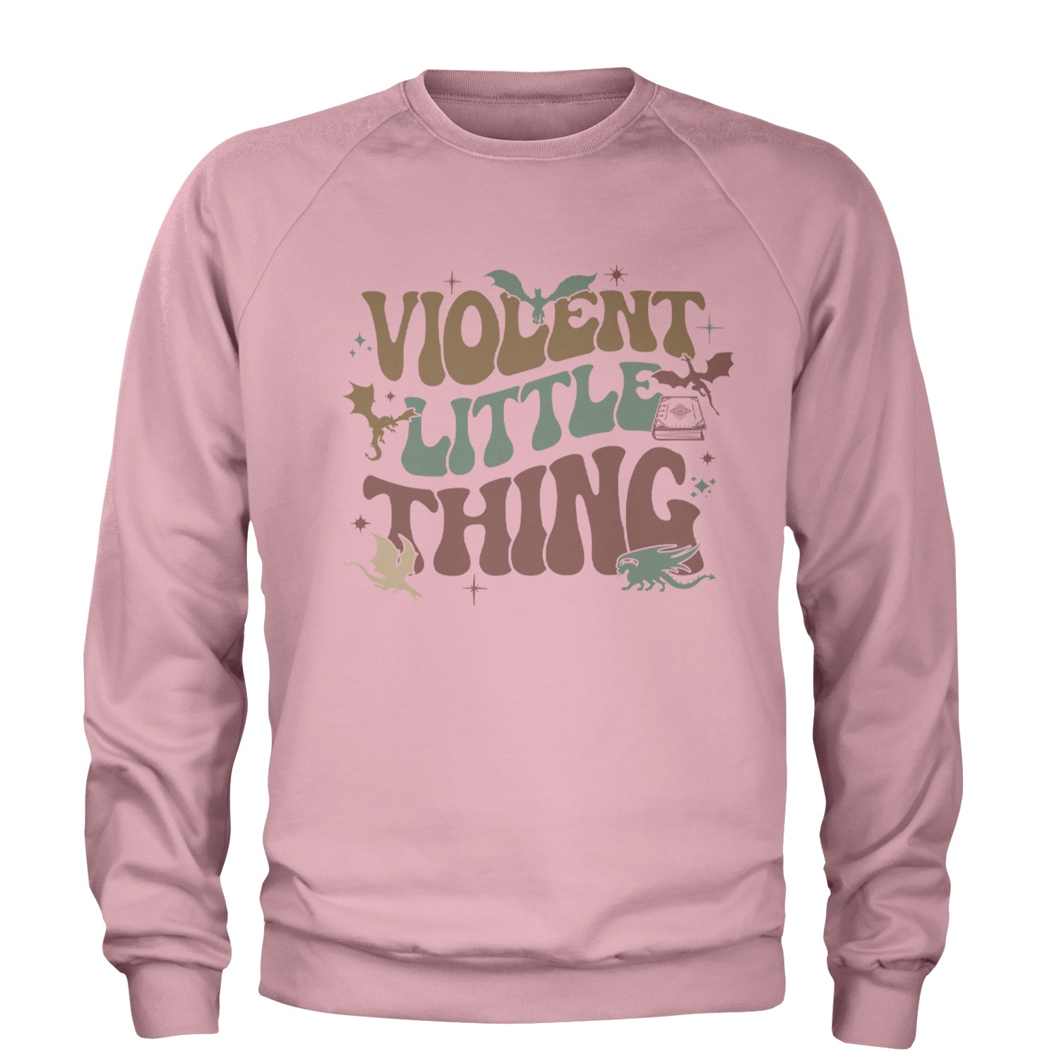 Violent Little Thing Dragon Adult Crewneck Sweatshirt Light Pink