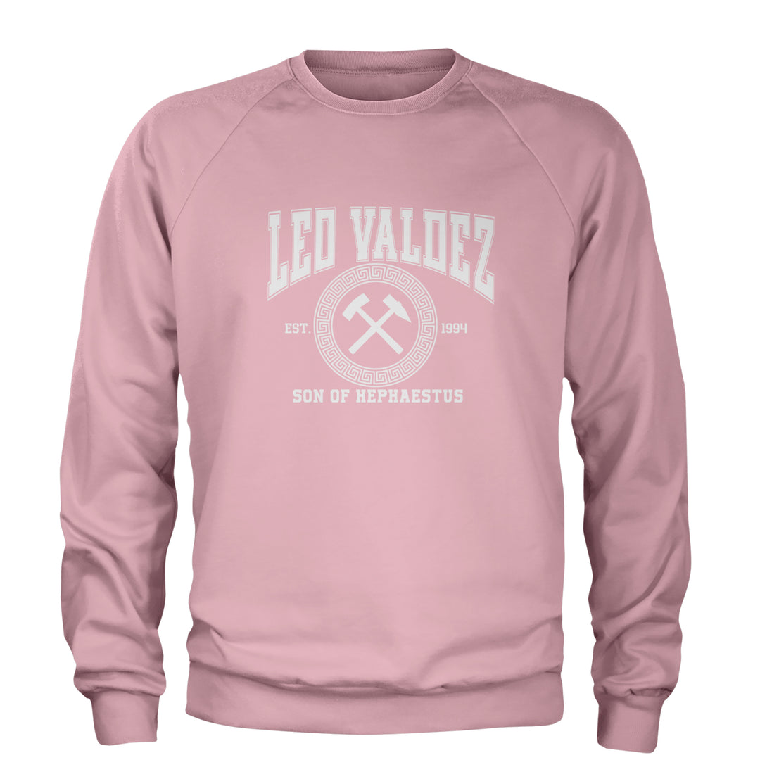 Leo Valdez Son of Hephaestus Forge Master Adult Crewneck Sweatshirt Light Pink