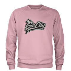 Sin City Vegas Retro Vintage Adult Crewneck Sweatshirt Light Pink