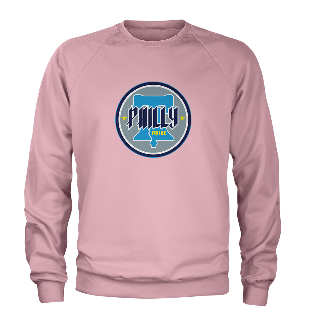 Philly Pride Liberty Bell Adult Crewneck Sweatshirt Light Pink