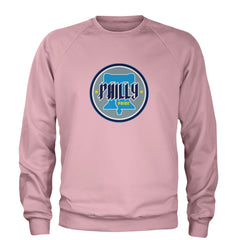 Philly Pride Liberty Bell Adult Crewneck Sweatshirt Light Pink