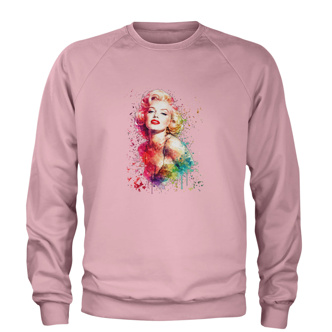 Mrs. Monroe Watercolors Bombshell Adult Crewneck Sweatshirt Light Pink