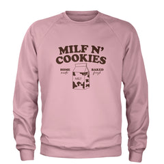 Milf And Cookies Adult Crewneck Sweatshirt Light Pink