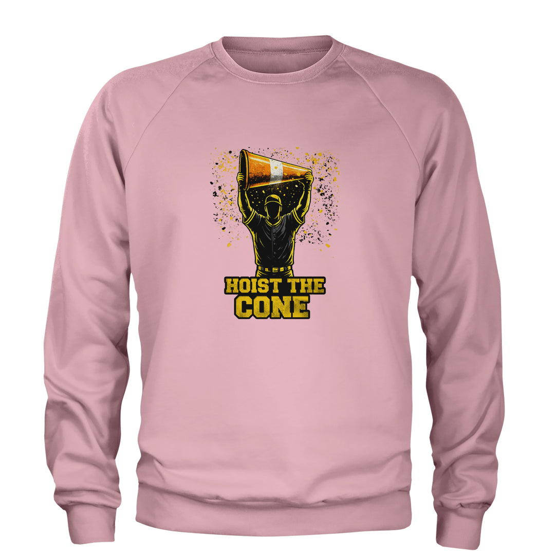 Hoist The Cone Pittsburgh Pride Adult Crewneck Sweatshirt Light Pink