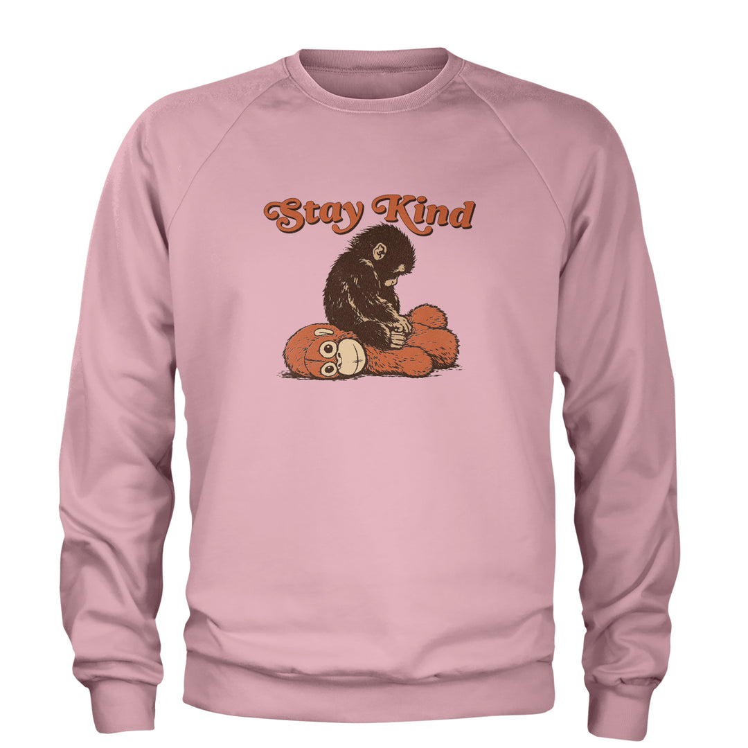 Punch Stay Kind Macaque Adult Crewneck Sweatshirt Light Pink