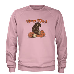 Punch Stay Kind Macaque Adult Crewneck Sweatshirt Light Pink