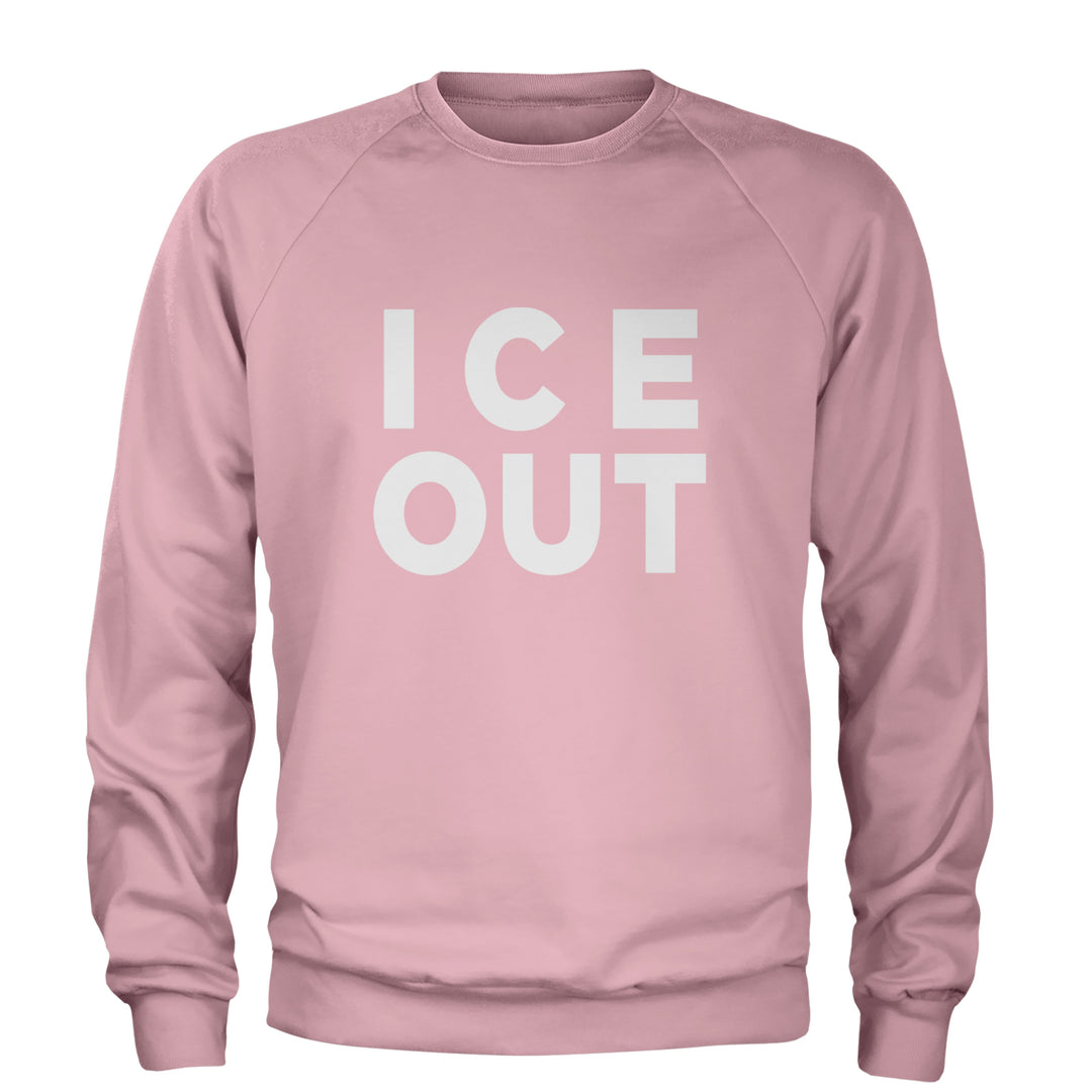 Ice Out Protest Adult Crewneck Sweatshirt Light Pink