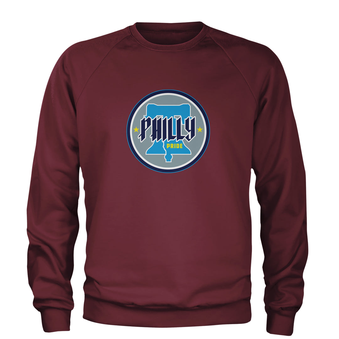 Philly Pride Liberty Bell Adult Crewneck Sweatshirt Maroon