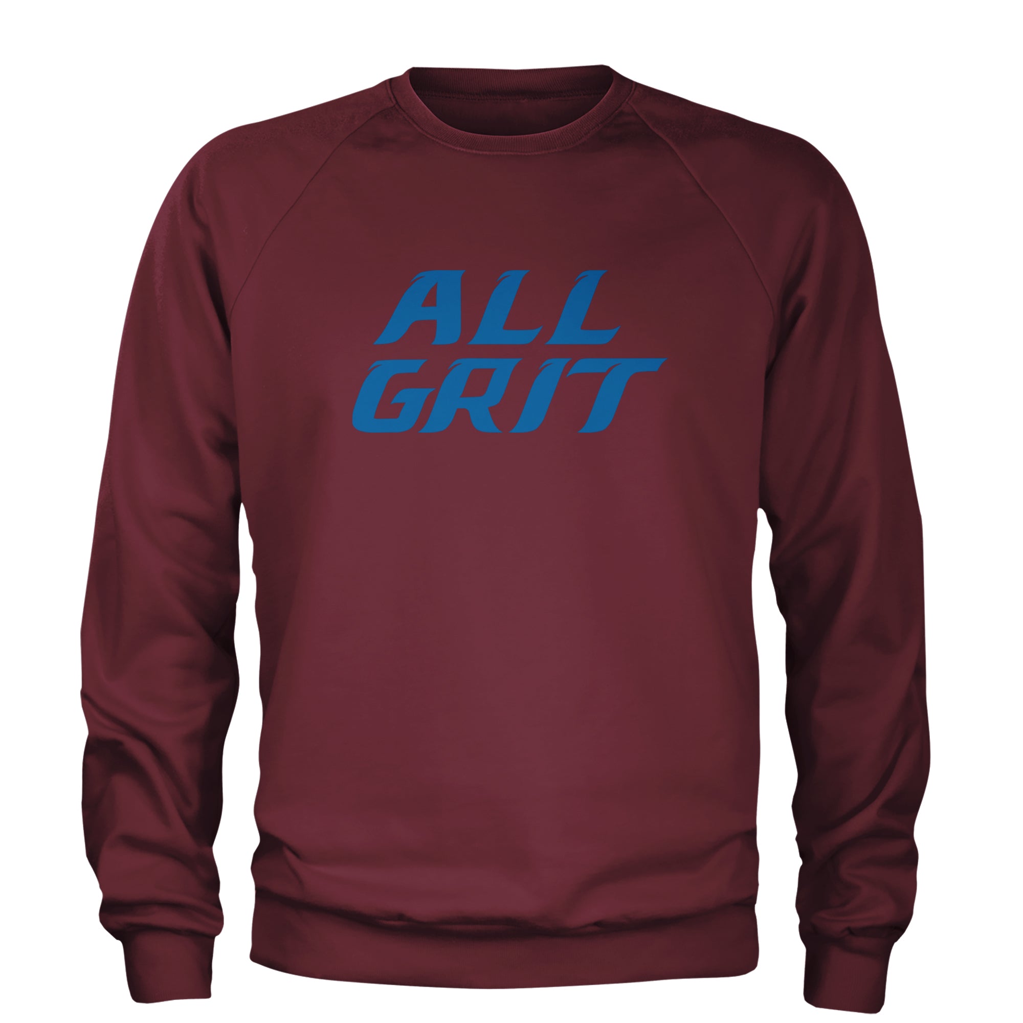 All Grit Detroit Football Adult Crewneck Sweatshirt Maroon
