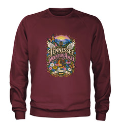 Tennessee Mountain Angel Wings Dolly Adult Crewneck Sweatshirt Maroon