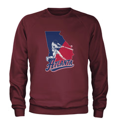 Atlanta Georgia Batter Up Adult Crewneck Sweatshirt Maroon