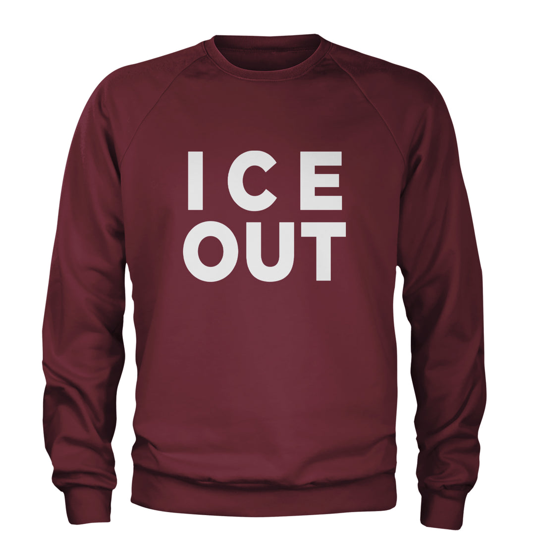Ice Out Protest Adult Crewneck Sweatshirt Maroon