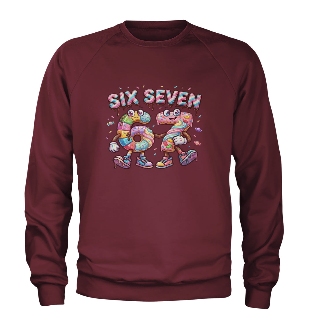 67 Candy Swirl Meme Adult Crewneck Sweatshirt Maroon