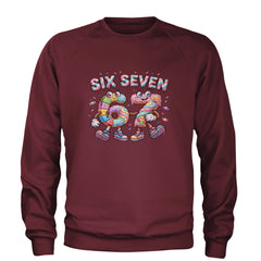 67 Candy Swirl Meme Adult Crewneck Sweatshirt Maroon