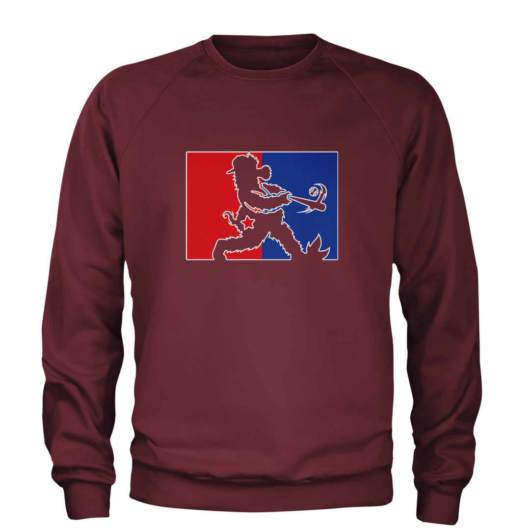 Batter Up Philly Baseball Phan Adult Crewneck Sweatshirt Maroon