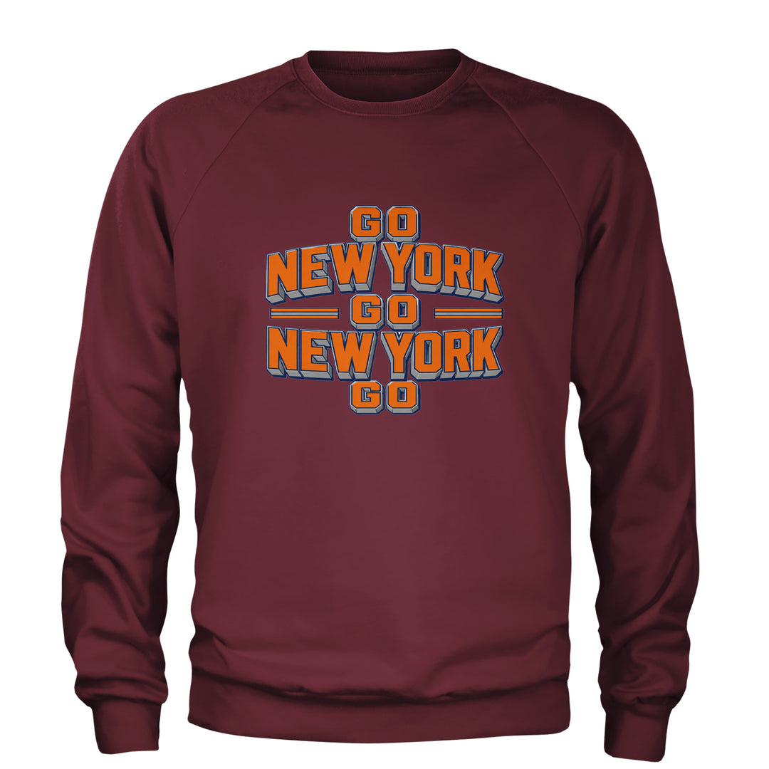 Go New York Go Basketball Adult Crewneck Sweatshirt Maroon