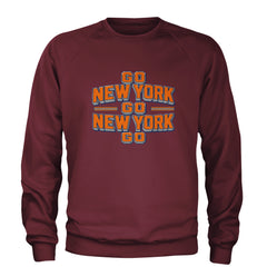 Go New York Go Basketball Adult Crewneck Sweatshirt Maroon