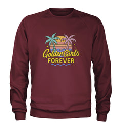 Golden Girls Forever Retro Sunset Adult Crewneck Sweatshirt Maroon