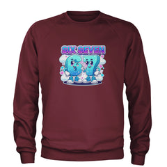 67 Six Seven Meme Kawaii Cloud Adult Crewneck Sweatshirt Maroon
