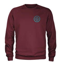 TLC To Love a Canine Dog Rescue Teal Adult Crewneck Sweatshirt Maroon