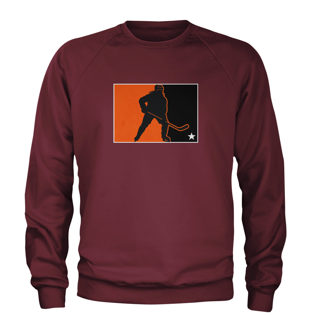 Hockey Enforcer Retro Vintage Adult Crewneck Sweatshirt Maroon