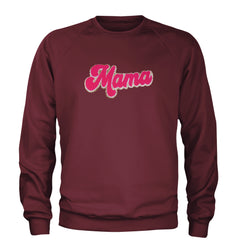 Mama Hot Pink Glitter Chenille Patch Adult Crewneck Sweatshirt Maroon