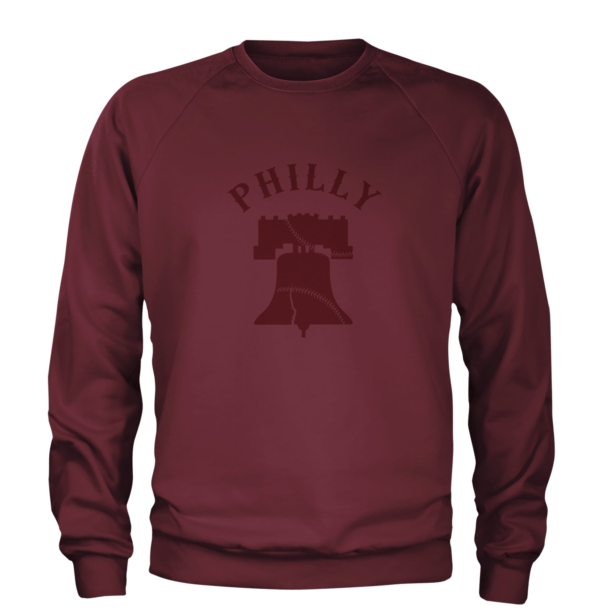 Philly Cracked Liberty Bell Adult Crewneck Sweatshirt Maroon