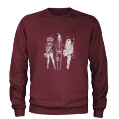 Vintage Spooky Squad Pinup Halloween Design Adult Crewneck Sweatshirt Maroon
