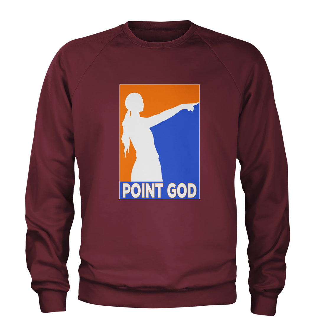 Point God Cunningham Basketball Pointing Meme  Adult Crewneck Sweatshirt Maroon