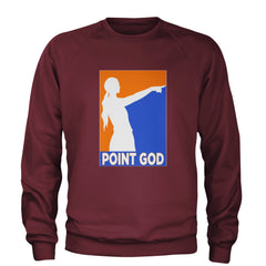Point God Cunningham Basketball Pointing Meme  Adult Crewneck Sweatshirt Maroon