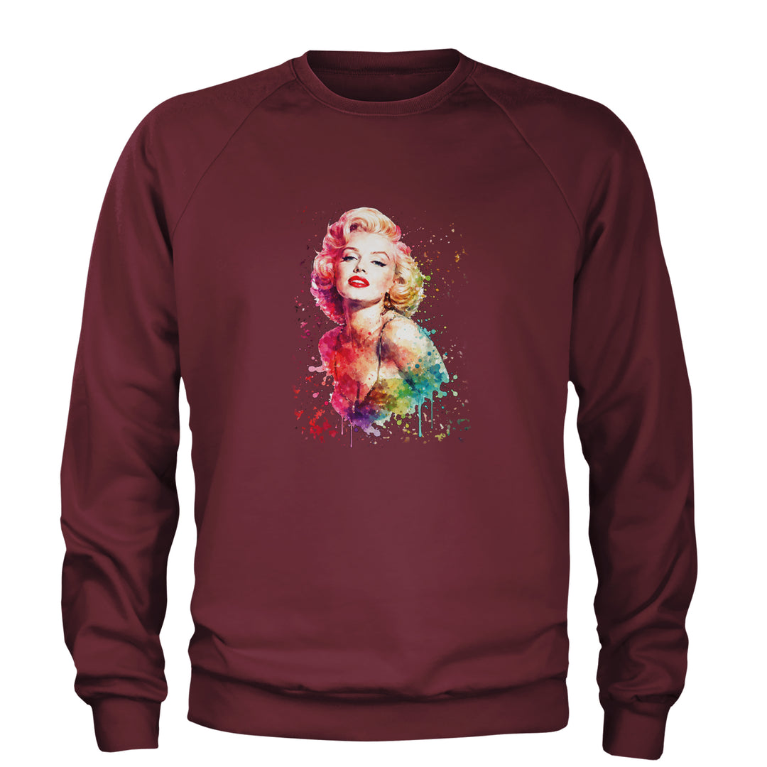 Mrs. Monroe Watercolors Bombshell Adult Crewneck Sweatshirt Maroon