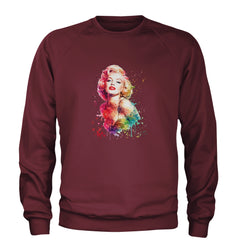Mrs. Monroe Watercolors Bombshell Adult Crewneck Sweatshirt Maroon