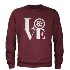 TLC LOVE Dog Rescue Adult Crewneck Sweatshirt Maroon
