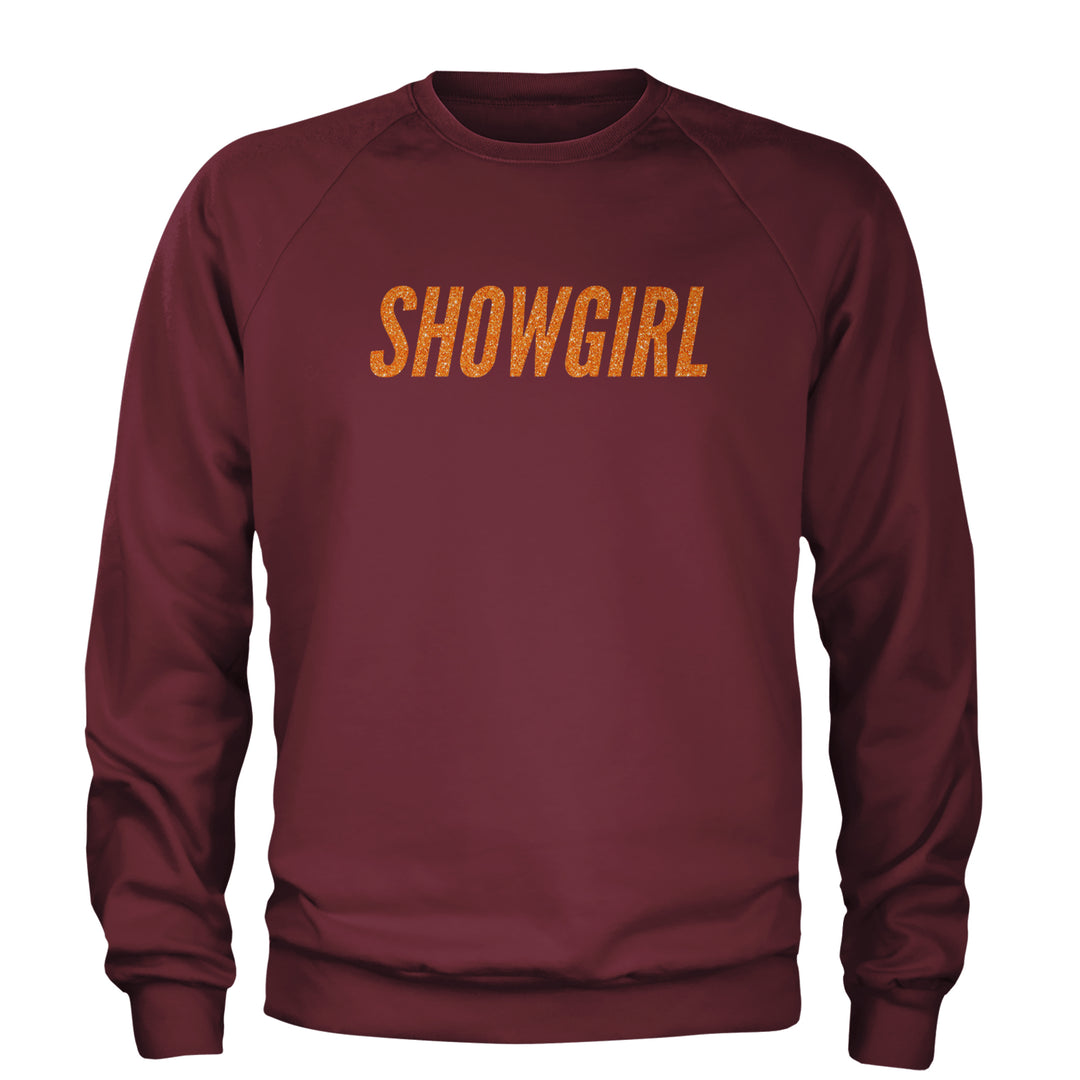 Showgirl Orange Glitter Adult Crewneck Sweatshirt Maroon